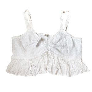 American Eagle Lace Ruffle Crop Tank Top in White Size XXL NWT